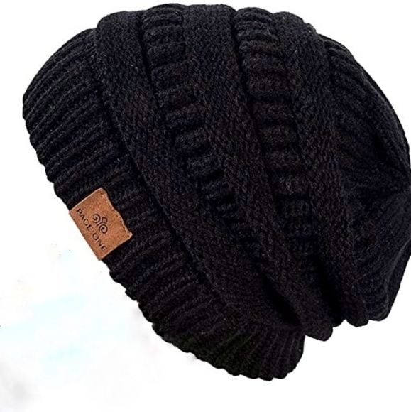 Beanie Accessories - Knit Beanie Hat Soft Cable Fuzzy Lined Women's